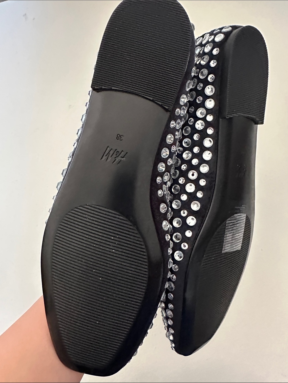 H&M Black Crystal-Studded Women's Ballet Flats - Picture 3 of 5